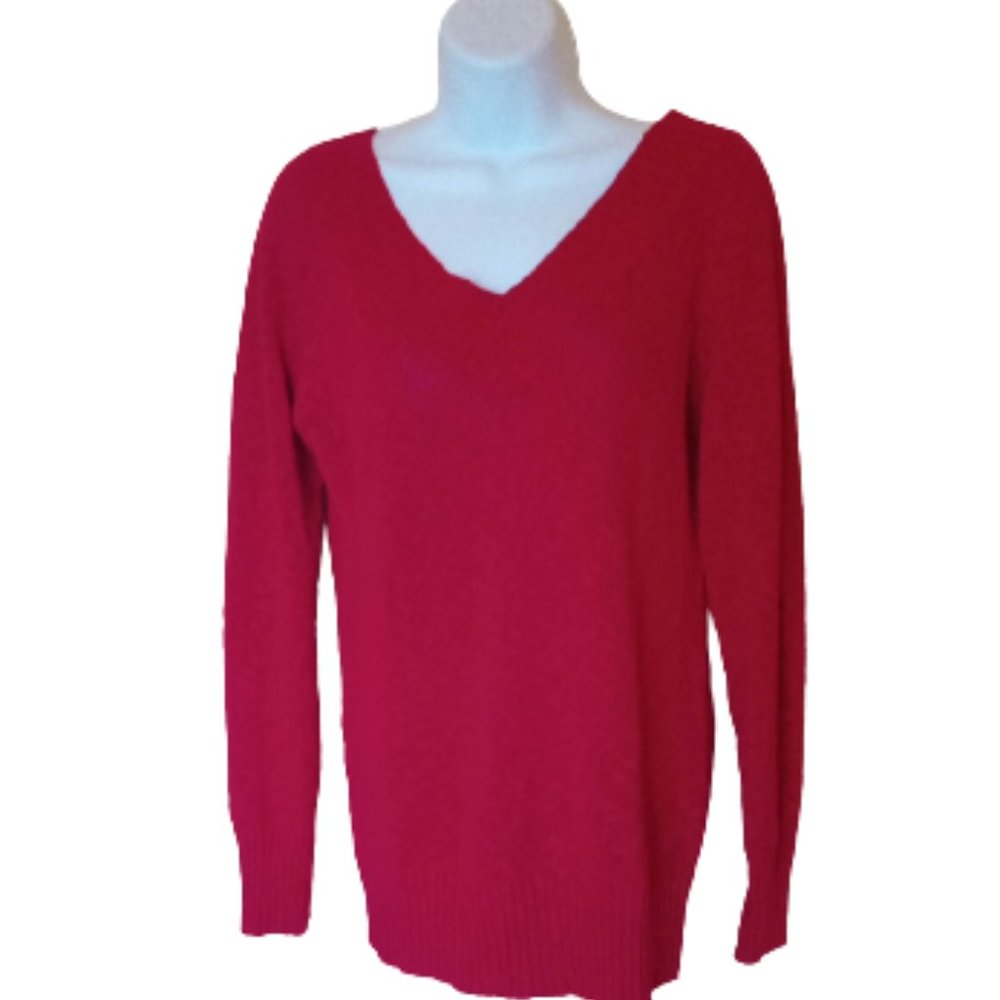 Red V-Neck Sweater Medium Large